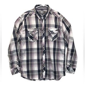 BKE Shirt Mens XXL Pearl Snap Plaid Button‎ Up Cowboy Western Rockabilly.